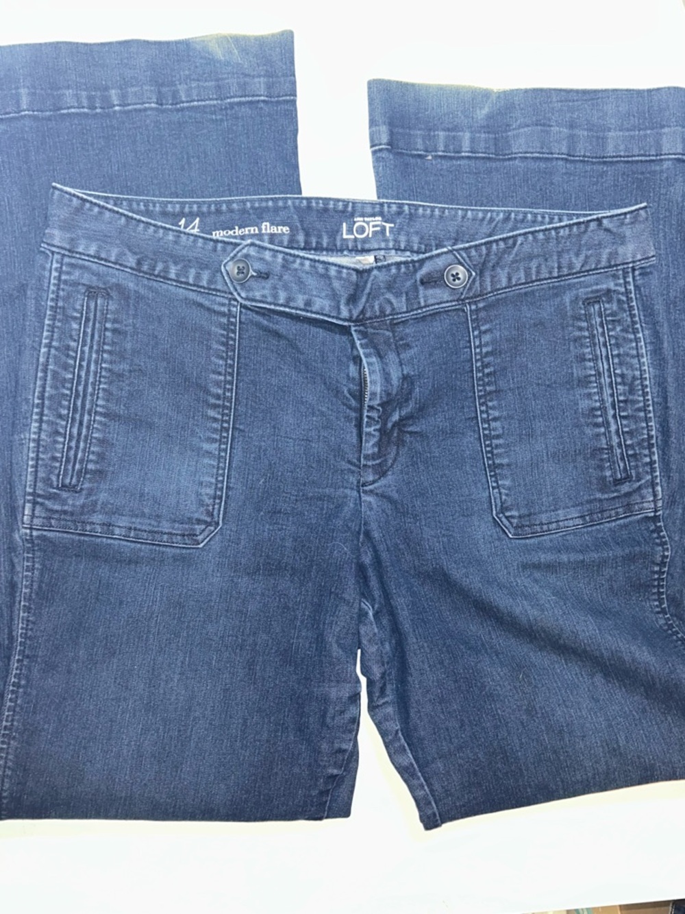 Ann Taylor Modern Flare Jeans - Dark Blue Denim